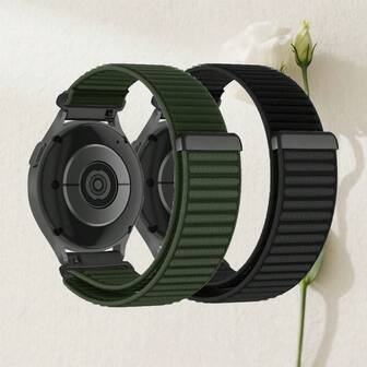 2pcs 18mm20mm22mm Quick Release Nylon Hook And Loop Band Compatible With Samsung Galaxy Watch 7/4/5/6 40mm44m/6 Classic 43mm 47mm/Active 2/Gear S3 Classic Band For Woman Man, Nylon Loop Watch Band For HW Watch GT5 GT4 41mm 46mm/GT2/GT 3 42mm 46mm/HW Watch 4 Pro/GT 5 Pro Strap,Adjustable Wristband Bracelets For Garmin Fenix7/6/5/Forerunner945/645/265/255/Venu/Vivomove 3s/Amazfit GTR4/Bip 3 Pro/Stratos/GTS 3 Smartwatch