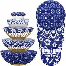 5 Pcs Bowl Covers Reusable In 5 Size Stretch Cloth Fabric Elastic Food Storage Bowl Covers Bread Sourdough Lids For Proofing Food Fruits Leftover(Stylish Style) - Multicolor - View 15