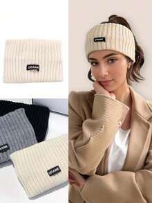 1 Pacote de Faixa de Cabelo Feminina Casual, Quente e Elegante, Feita de Lã Tricotada em Cor Sólida, Acessório de Cabelo para Mulheres