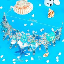 Silver Wedding Crystal Tiaras And Crowns For Women, Bride Royal Queen Headband Princess Quinceanera Headpieces For Birthday Prom Pageant Party - 美人魚 - 藍色 - 查看 5