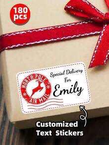1-180 Stücke personalisierte Weihnachts-Adressaufkleber, anpassbare Aufkleber, personalisierte Cartoon-Wandaufkleber für Räume, Namens-Wandaufkleber für Heimdekoration, PVC-Wandkunst Tapete, Heimdekoration, multifunktional, anpassbar
