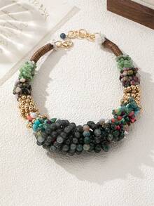 1 pezzo Collana con perline in stile boho personalizzata, design elegante, accessorio versatile per le donne