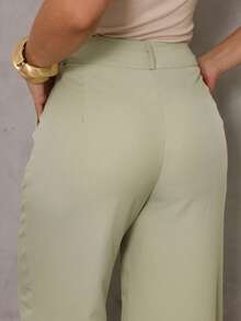High-Waisted Tailored Wide-Leg Pants – Elegance And - Mint Green - View 5