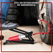 Genérico Bomba de pie de Bicicleta, 100PSI Bomba de pie Monocilíndrica Portátil con Manómetro de Presión Preciso y Válvulas Inteligentes, Bomba de Aire de pie con Set de Adaptadores - 1 - Ver 6