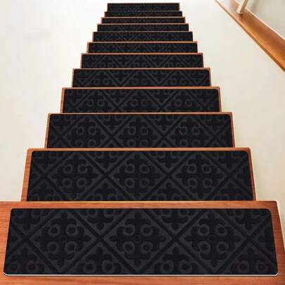 1/7/15 Pieces Stair Carpet,Indoor Stair Mats Self-Adhesive Non-Slip Stair Treads, Comfortable And Soft Step Stair Carpet,Stair Treads For Wooden Steps,Stair Runners For Wooden Steps ,Stair Treads For Wooden Steps Indoor,Carpet Stair Treads