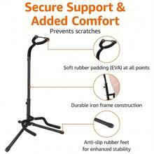 1/2 piezas Soporte plegable ajustable para guitarra | Guitarra eléctrica, bajo y guitarra bajo, estante vertical para guitarra, soporte de instrumento conveniente, estante de exhibición de guitarra, accesorios de guitarra, accesorios de instrumentos, para violín, instrumentos de cuerda y actuaciones al aire libre - Multicolor - Ver 7