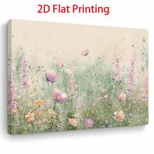[2D Plano] Una pieza de arte en lienzo con marco de madera que muestra flores silvestres y mariposas, ideal para decorar salas de estar, dormitorios, cocinas, hogares y oficinas.Un regalo perfecto para él o ella, con medidas de 11.8 pulgadas por 15.7 pulgadas. - Negro - Ver 1