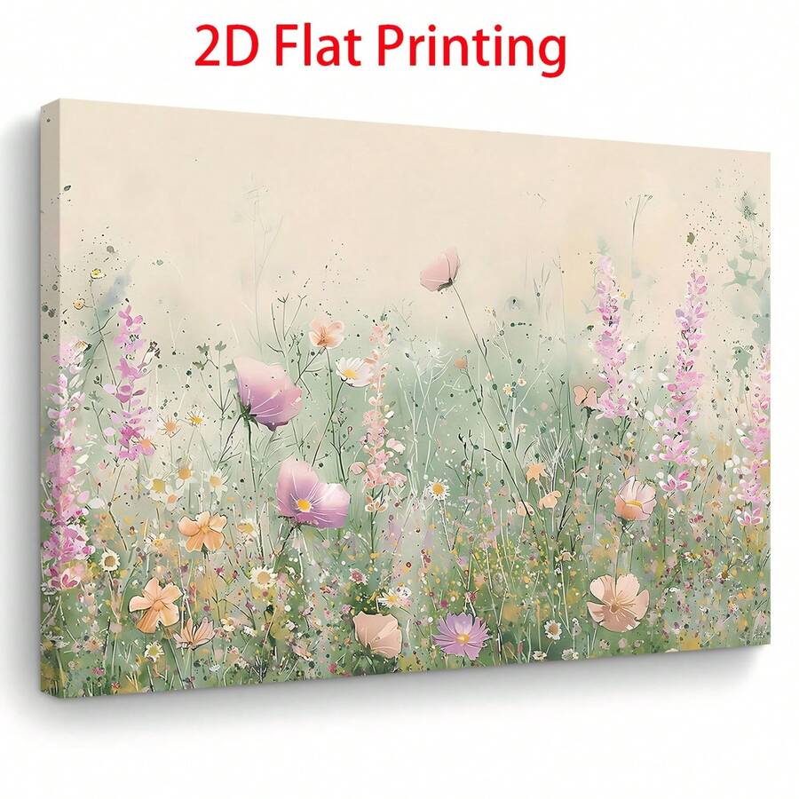 [2D Plano] Una pieza de arte en lienzo con marco de madera que muestra flores silvestres y mariposas, ideal para decorar salas de estar, dormitorios, cocinas, hogares y oficinas.Un regalo perfecto para él o ella, con medidas de 11.8 pulgadas por 15.7 pulgadas. - Negro - Ver 1