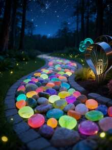 200/500 قطعة من الحجارة المضيئة في الظلام لديكور الحديقة، ديكور المناظر الطبيعية المصغرة والأحواض المائية، حجارة ممر الحديقة والفناء والمسار، حجارة زخرفية مضيئة DIY (حجارة مضيئة مصغرة 0.6-0.8 سم) - متعدد الألوان - مشاهدة 3