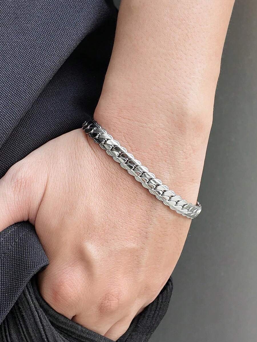 1pc Stylish Minimalist Punk Stainless Steel Chain Bracelet, Men's Hip Hop Street Style, Suitable For Daily Wear - Bracelet - View 1