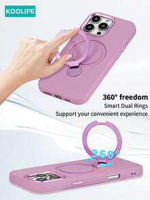 Koolife 360°旋转支架手机壳，防震气垫全包保护，液态防滑PC+TPU材质，独立按键，兼容 17 Pro Max/17/17 Pro/17 Air/15/15 Plus/15 Pro/15 Pro Max/16/16 Plus/16 Pro/16 Pro Max/16e - 紫色 - 查看 5