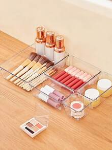 1pc大号透明塑料收纳盒办公桌抽屉式亚克力储物盒家用多功能收纳自由组合配套套装卧室浴室厨房办公室收纳盒护肤品香水口红指甲油化妆刷眼影粉扑分类收纳圣诞节万圣节感恩节秋冬家居收纳摆件