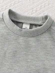 2 pezzi Set: Felpa a maniche lunghe e pantaloni cargo con stampa di lettere, moda minimalista, abbigliamento sportivo, per esterno, outfit da studente, 3-7 anni