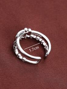 1pc Adjustable Leather Belt Buckle Design Artificial Zirconia Women Ring