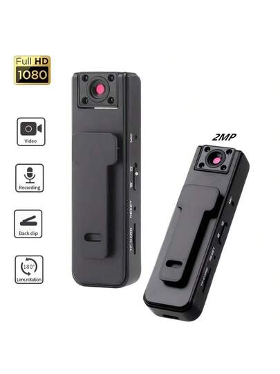 1pc Multifunctional Portable Body Camera, Intelligent Mini 1080P High Definition The Lens Can Rotate 180 Degrees, Functions Of Permanent Recording, Night Vision Wide Angle, USB Charging Law En cement, Security, Cycling, Travel Recording Life. view 2