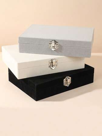 1pc 3D Flocked Multifunctional Jewelry Box, Jewelry Organizer For Bracelets, Earrings, Necklaces, Rings, Gems, Pearls, Soft Lining Design To Prevent Scratches, Ideal For Travel, Gift For Female Friends, Compact Jewelry Box, Jewelry Storage Box, Portable Travel Jewelry Box, Large Capacity Jewelry Box, Minimalist Jewelry Box, Makeup Box, Cosmetic Storage Box