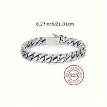 Men's Cuban Bracelet,Classic Basic Stainless Steel Chain Bracelet, Hip-Hop Sports Tough Guy Jewelry, Fashionable Jewelry Gift Suitable For Party Beaches - Khoảng 8,27 inch - Xem 4