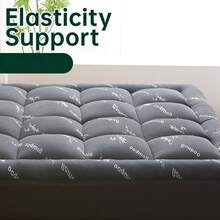 Bamboo Fiber Pillow Mattress Topper - Thick Mattress Pad With High Quality Bottom, Breathable & Cool Mattress Topper Soft Mattress Cover With 8-21inch Deep Pocket - Solid Black - View 3