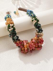 1 pieza Collar de cuentas personalizado con estilo bohemio, diseño elegante, accesorio versátil para mujeres - Multicolor - Ver 2