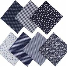 7pcs DIY Fabric Set - 19.7 Inch Squares, Assorted Patterns (Red Stars, Plaid, Floral, Polka Dots Etc.), Pre-Cut Polyester Fabric, Suitable For Sewing, Quilting And Scrapbooking Crafts - Navy Blue - View 6