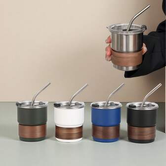 1 pièce Tasse à café minimaliste en acier inoxydable, Gobelet isotherme à paroi simple de 10 oz avec bord roulé, pour le camping en extérieur