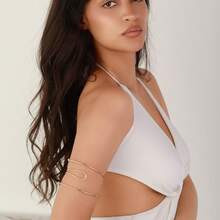 1 قطعة سوار قابل للتعديل بتصميم مفتوح ومتداخل بشكل بسيط وشخصي، أنيق وعصري للذراع