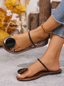 2025 New Fashion Women's Flat Decorative Thong Sandals