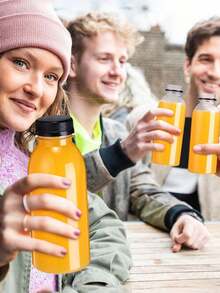 1/3/6pcs Reusable Juice Bottles With Lids, Milkshake Bottles, Empty Bulk Beverage Containers With Caps, Suitable For Cold/Hot Drinks, Juice, Beverages, Water, Milk, Milkshakes And Other Drinks - Multicolor - View 3