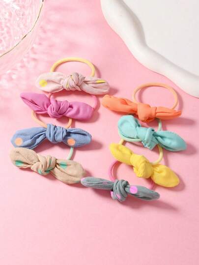 8 قطعة/مجموعة ربطات شعر قماشية بشكل فيونكة للبنات، كرانشيز بتصميم فاكهة حلوة، إكسسوارات شعر جميلة