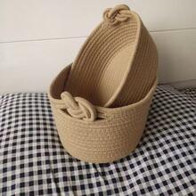 A Hand-Woven Storage Basket In Japanese Style, A Cord-Woven Desktop Storage Box, Suitable For Storing And Organizing Toys, Snacks And Small Items
