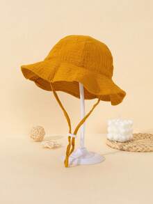 1pc Infant/Toddler Unisex Cute Solid Color Bucket Hat, Suitable For 3-12M, Spring/Summer, Reversible Sun Ion Hat For Baby Girls