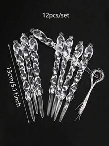 12 buc decorațiuni de brad de Crăciun, acrilice transparente, țurțuri de Crăciun, ornamente agățate pentru Crăciun, Anul Nou, sărbători, nuntă, petrecere de iarnă, decor