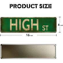 KooLL High Street Sign, Vintage Metal Wall Art Office/Home/Classroom Decor 4" X 16" - 彩色 - 查看 3