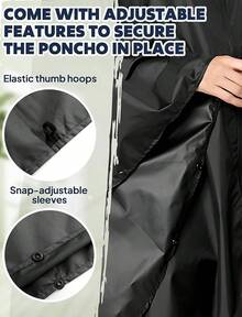 Anyoo - Poncho impermeable para la lluvia, ligero, reutilizable, para senderismo, con capucha, para actividades al aire libre - Negro F - Ver 2