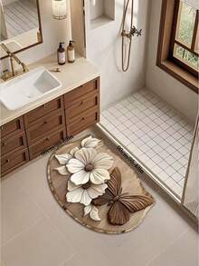 1pc Vintage Floral & Butterfly Bathroom Entrance Mat, Made Of Diatomaceous Earth, Absorbent Quick-Dry, Soft & Comfortable, Easy To Clean, Durable, Reusable, Bathroom Rug, Kitchen Mat, Bathroom Mat, Door Mat, Small Carpet, Carpet, Mat, Home Decor, Area Rug, Outdoor Mat, Bedroom Rug, Washable Carpet - Multicolor - View 6