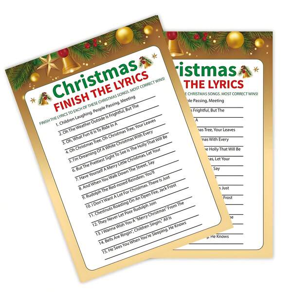 Paquete de juego de trivia navideña con cartas de juego de doble cara y actividad de fiesta divertida, juegos de Navidad