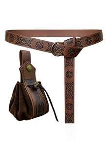 2 Stück/Set Vintage Wikinger Stil Gürtel, Ledertasche, Lederarmband, Schwertscheide, Retro Beutel, geeignet für Herren Party, Halloween Vintage Herbst/Herbst Urban Outfit Klassische Weihnachten Winter Mode Tägliches Geschenk für Freund