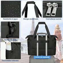 IGOLUMON Bolsa de Viaje para Mujer Hombre Bolsa Deportiva Expandiblede 2 Piezas Maleta de Mano con Compartimento para Zapatos y Bolsillo Impermeable - Negro - Ver 1