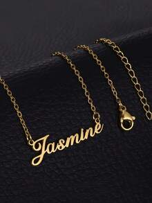 1 Peça Colar Personalizado com Nome Vazado Dourado e Prata, Colar Personalizado de Aço Inoxidável Dourado com Nome Vazado, Presente de Joia de Casamento, Natal para Amigas, Família, Irmãos, Esposas, Um Bom Presente Dourado, Rosa, Estiloso, Moda de Outono, Vintage, Unissex, Simples, Casual, Hipster, Gótico, Punk Personalizado, Único, Presentes Ideais para Ela