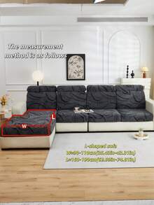 1pc Soft Plush Fabric Pet Proof Sofa Seat Cover, Floral Embossed Design, Deep Gray Large Leaf Pattern, Multi-Color, Thick Embossed Plush Sofa Cushion Cover Suitable For Autumn/Winter, Fits Sofa Backs And 1/2/3/4/L Chaise Lounge