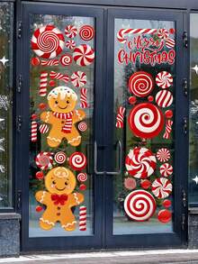 9 Weihnachts-Fensteraufkleber Lebkuchenmännchen Bonbon Fensteraufkleber, Weihnachts-rote Bonbon-Aufkleber, geeignet für Weihnachts-Heim- und Bürodekoration, Winterliche Glasfenster-Dekoration, Weihnachts-Fensterrahmen Lebkuchenmännchen Bonbon Fensteraufkleber, Weihnachts-rote Bonbon-Aufkleber, geeignet für Weihnachts-Heim- und Bürodekoration, Winterliche Glasfenster-Dekoration