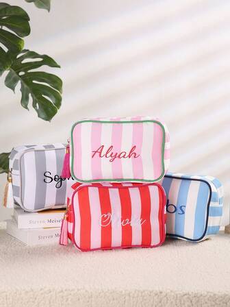 1pc Personalized Custom Embroidery Bag Cosmetic/Storage/Toiletry Bag Light Convenient Large Capacity Versatile Embroidery Customization Ideal Gift For Girlfriend Family Classmates Sisters Suitable For Business Trips Vacations