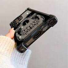 Funda de teléfono con estampado de calavera, estilo elegante, con airbag en las cuatro esquinas y acabado electrolítico, adecuada para Samsung GALAXY S25 ULTRA, S24 Plus, S23 Fe, compatible con los modelos 17 AIR, 16 Promax, 15 Pro Max, 14 y 13, cubierta protectora negra para hombres y mujeres como regalo. - Negro - Ver 6
