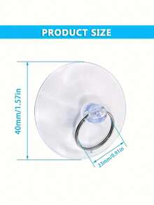 1.6 Inch Transparent Suction Cup Hooks With Rings, Non-Slip Wall And Window Hooks For Kitchen, Bathroom And Bedroom Storage, Transparent Key Rings, Suction Cups, Glass Hooks, Hangers - Clear - View 8