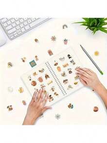 贴纸收集册 - 可重复使用和可擦除，带来无限创意，方便的空白贴纸存储 - 1 套完整的 32 张贴纸，紧凑的 A5 尺寸，高品质离型纸 - 藍色 - 查看 5