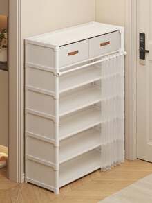 1 pieza Zapatero multiusos con cortinas para el hogar, gabinete para zapatos, almacenamiento, estantería de exhibición, con cajones, con cortinas para almacenamiento de zapatos, gabinete para zapatos de gran capacidad para uso interior y exterior, adecuado para entradas, hogar, interior, regalos de festivales, regalos de Navidad, regalos para niños