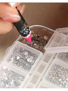 Bộ đá đính móng nghệ thuật AB Crystal - Nhiều kích cỡ, dạng phẳng, kèm nhíp và bút, thích hợp cho việc tự trang trí móng, không mùi, phụ kiện làm móng. - Nhiều màu - Xem 5