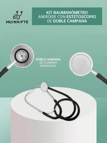 Monitor de presión arterial con estilo de brazo manual con estetoscopio, portátil para uso en el hogar - Negro - Ver 8