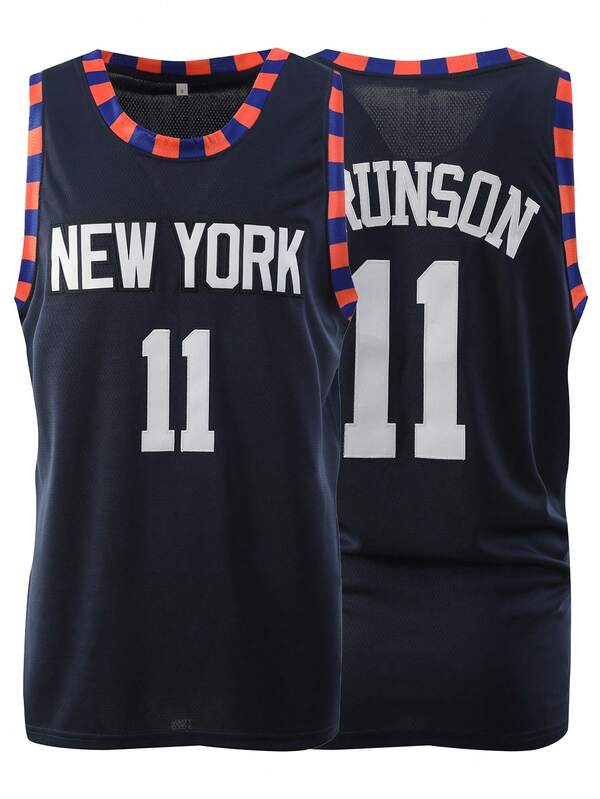 Camisa de basquete masculina azul 11, casual, bordada e costurada, gola redonda, colete esportivo para festa