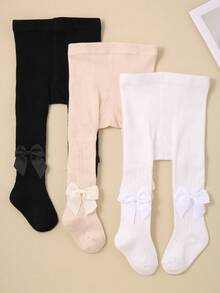 6 pares de leggings de punto de color liso para niñas, aptos para uso diario durante todo el año - Niñas, medias para niñas pequeñas - Estilo aleatorio, color aleatorio